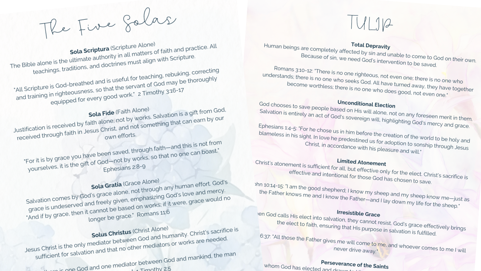 five solas and tulip for homeschool